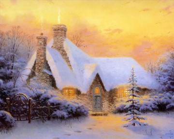 クリスマス ツリー コテージ トーマス キンケード Oil Paintings